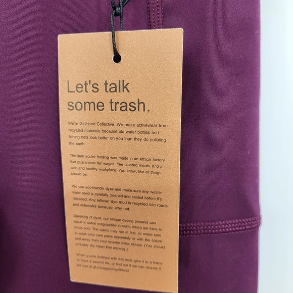 Girlfriend Collective Leggings Plum Style 4024 Yoga Workout Pants Sz Small NWT - Picture 4 of 13